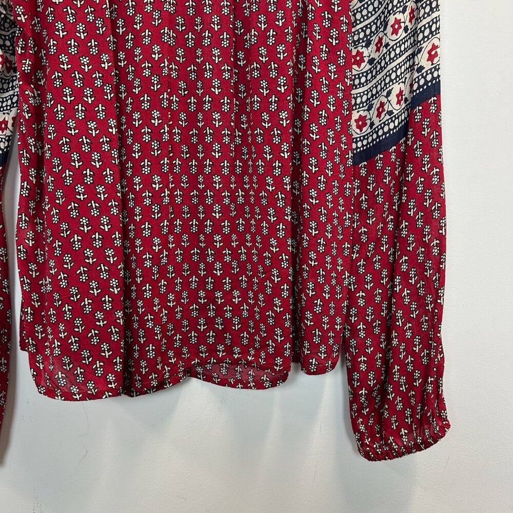 Lucky Brand Red Floral Petaluma Peasant Blouse - Picture 10 of 14